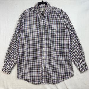 Orvis L Check Button Down Shirt Colorful Plaid Long Sleeve Office Wedding Guest